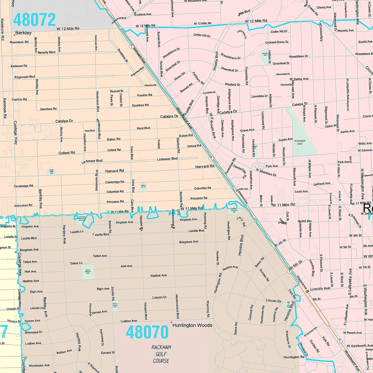 Premium Style Wall Map of Royal Oak, MI - Image 5