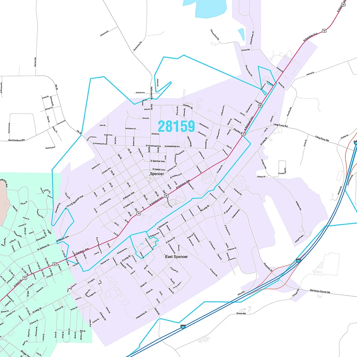 Premium Style Wall Map of Salisbury, NC - Image 4