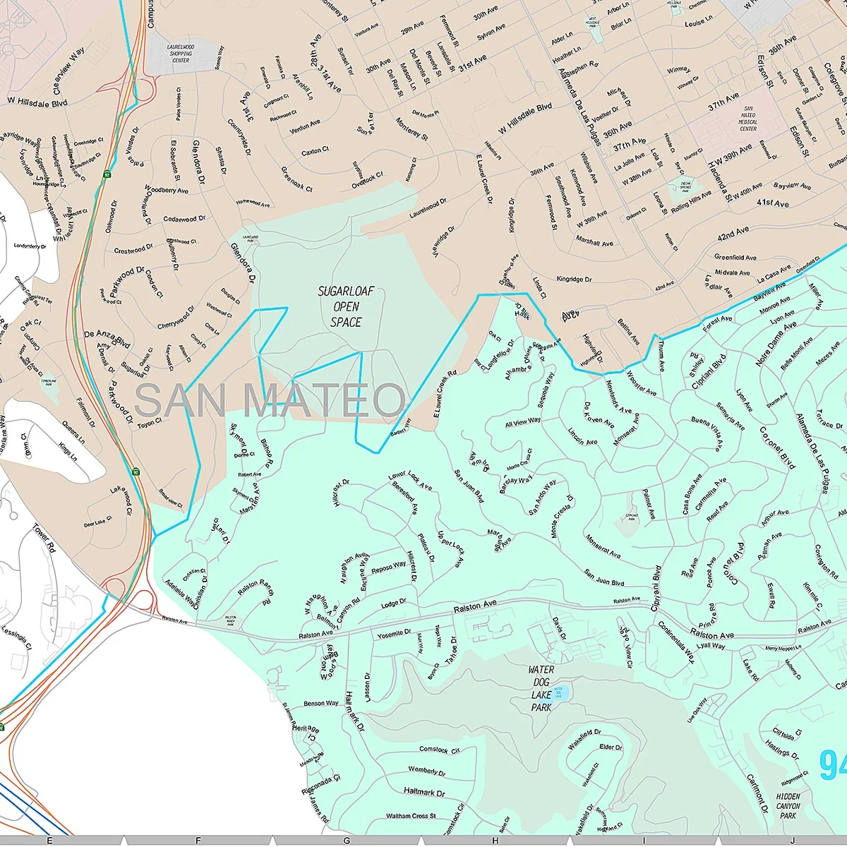 Premium Style Wall Map of San Mateo, CA - Image 5