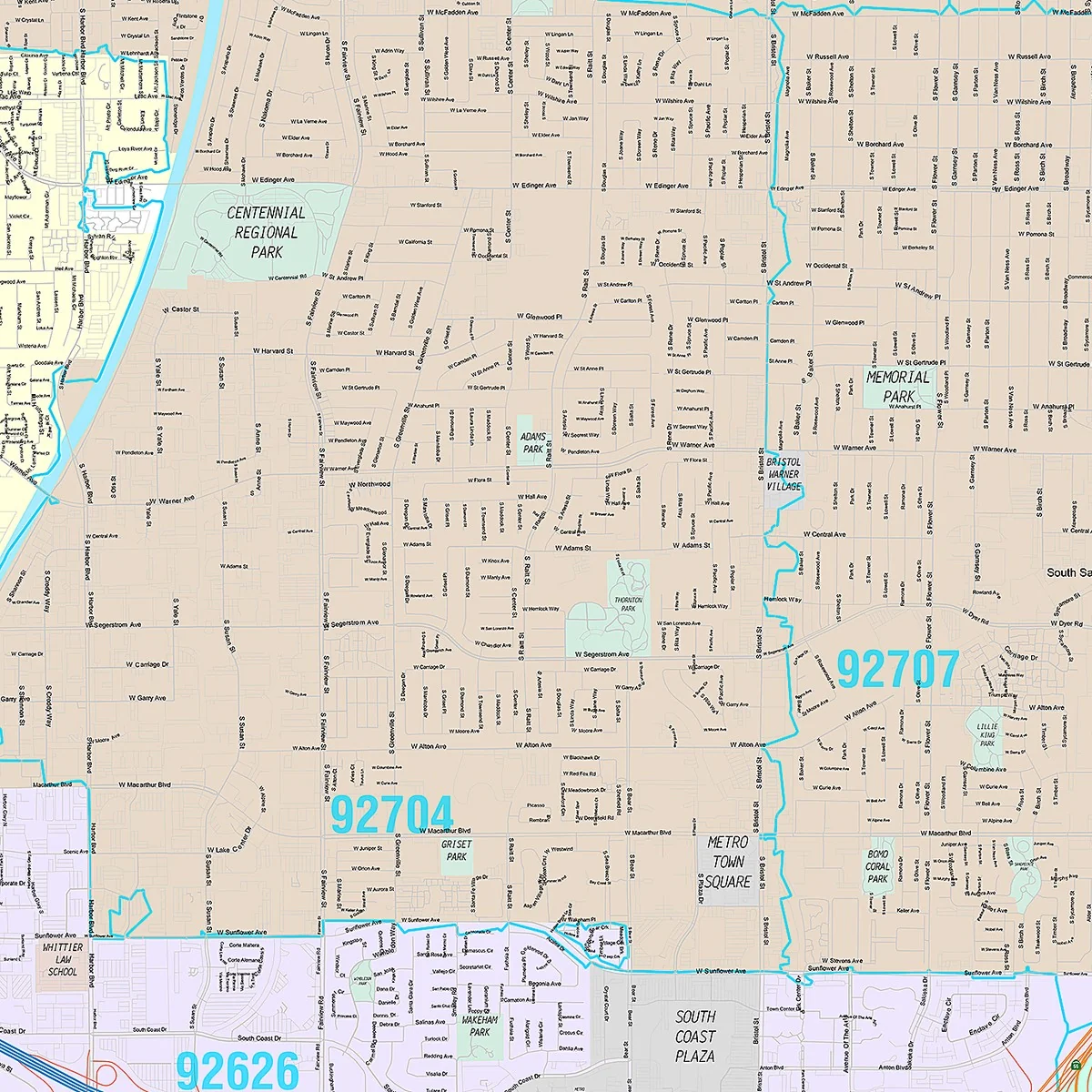 Premium Style Wall Map of Santa Ana, CA - Image 5
