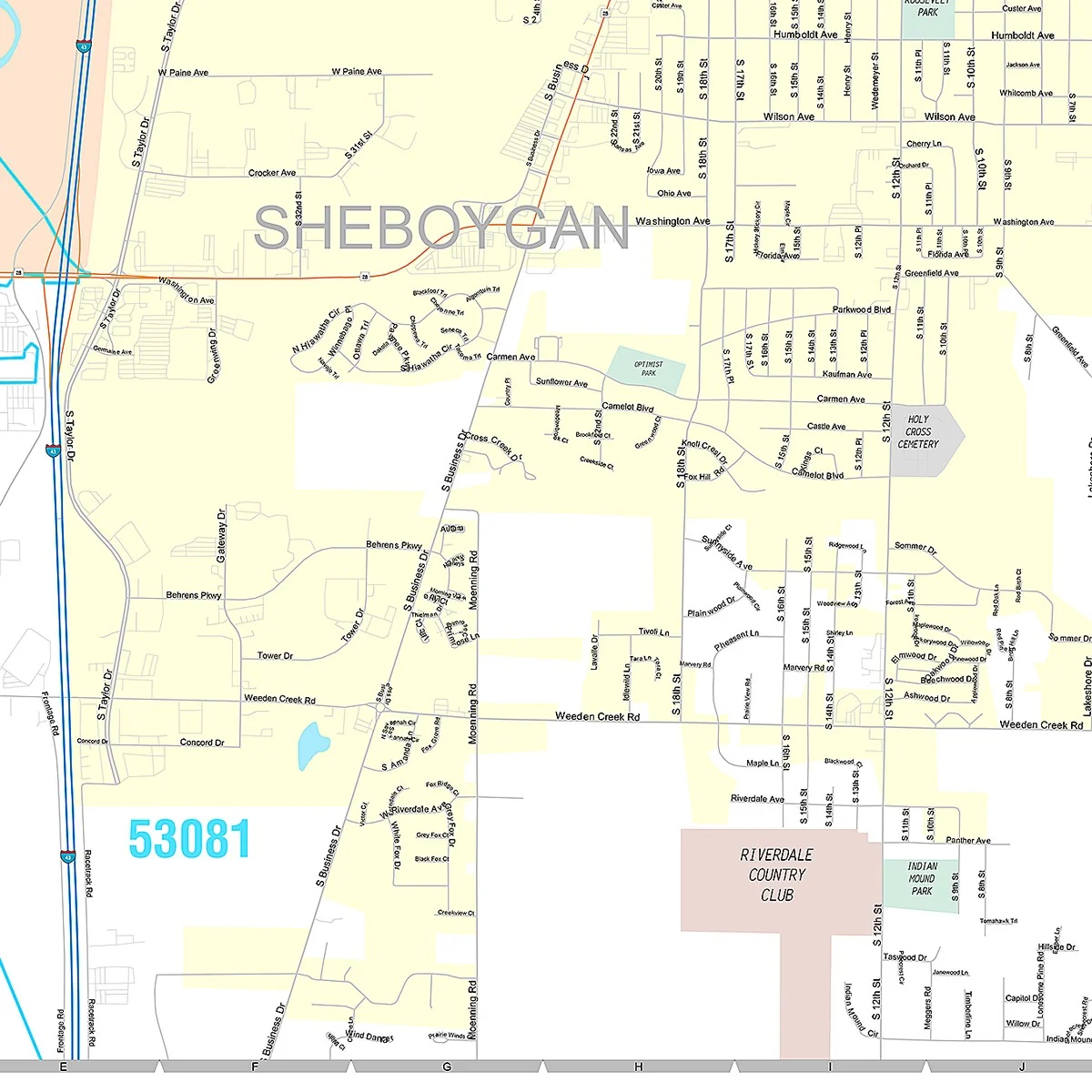 Premium Style Wall Map of Sheboygan, WI - Image 5
