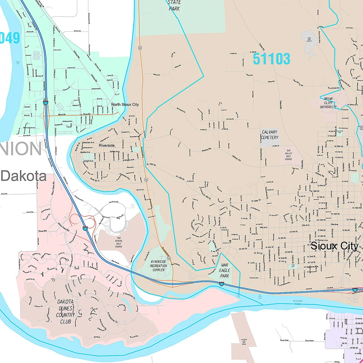 Premium Style Wall Map of Sioux City, IA - Image 3