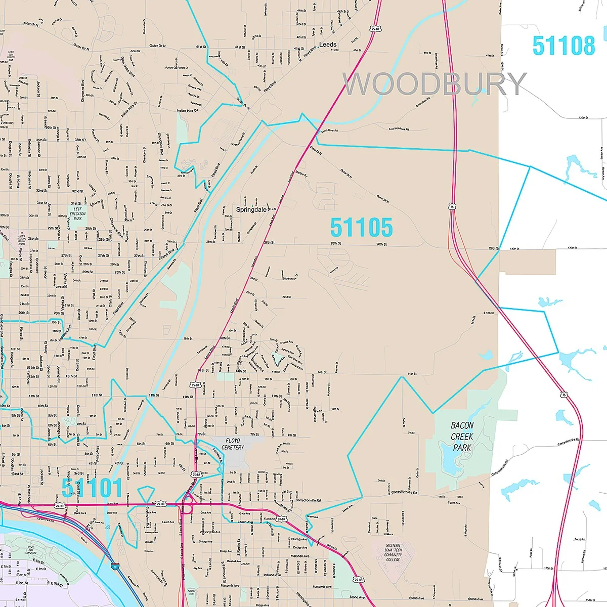 Premium Style Wall Map of Sioux City, IA - Image 4
