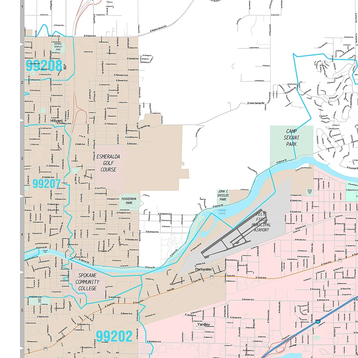 Premium Style Wall Map of Spokane Valley, WA - Image 3