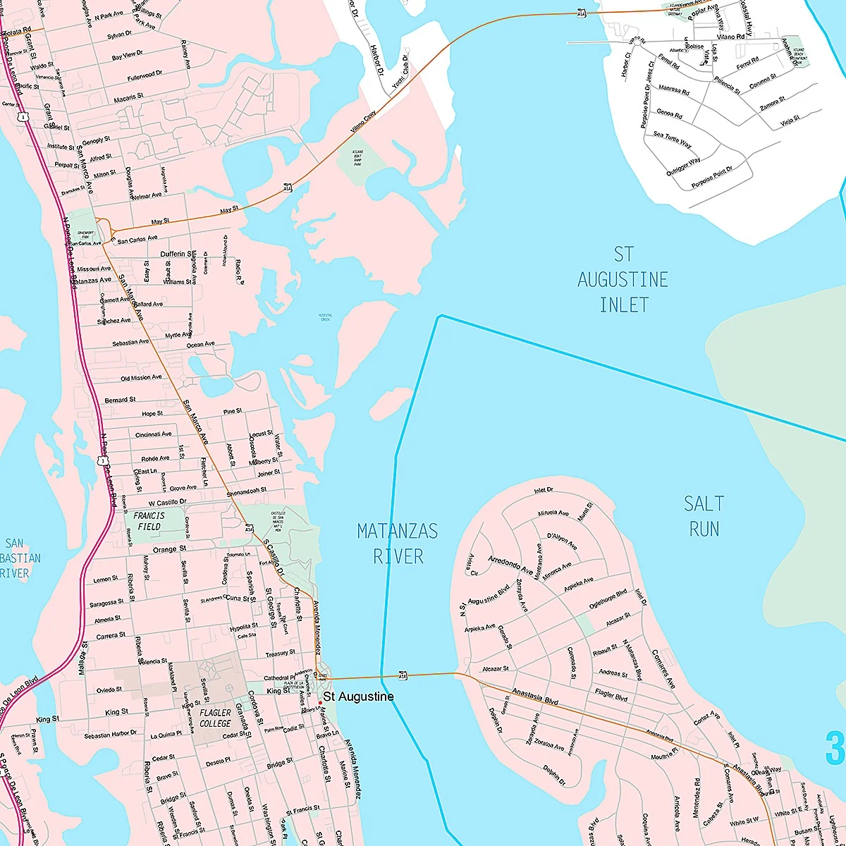 Premium Style Wall Map of St. Augustine, FL - Image 2