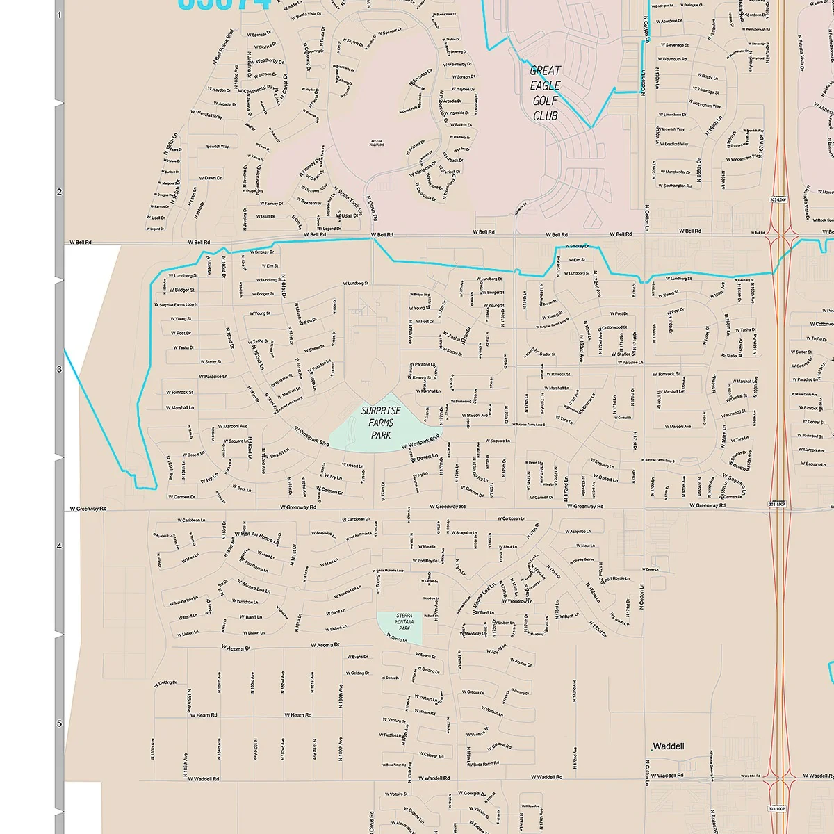 Premium Style Wall Map of Surprise, AZ - Image 3