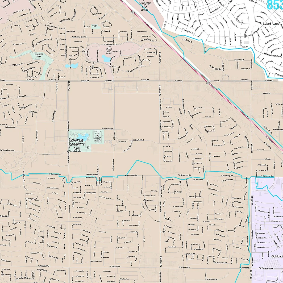 Premium Style Wall Map of Surprise, AZ - Image 4
