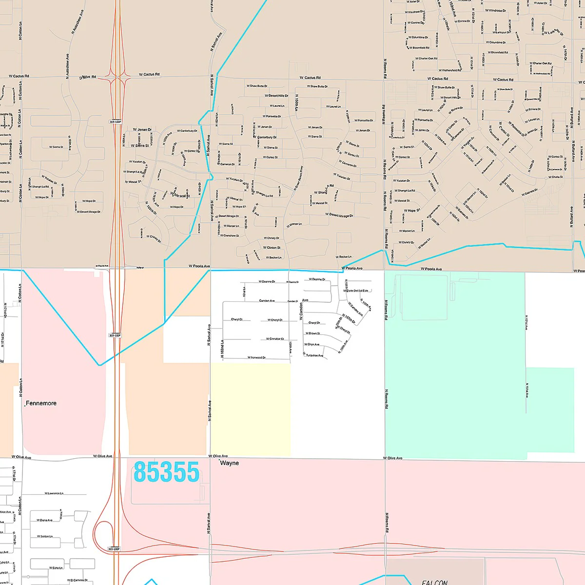 Premium Style Wall Map of Surprise, AZ - Image 5