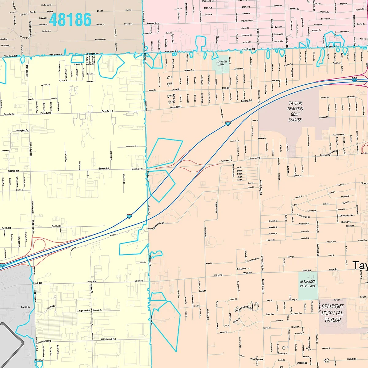 Premium Style Wall Map of Taylor, MI - Image 3