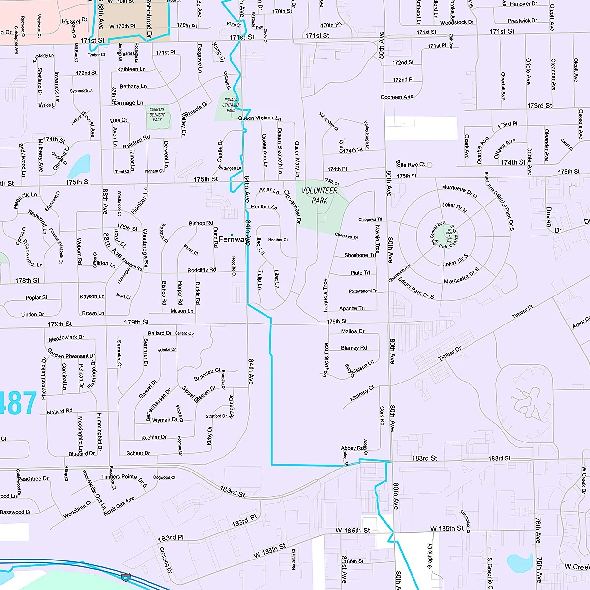 Premium Style Wall Map of Tinley Park, IL - Image 2