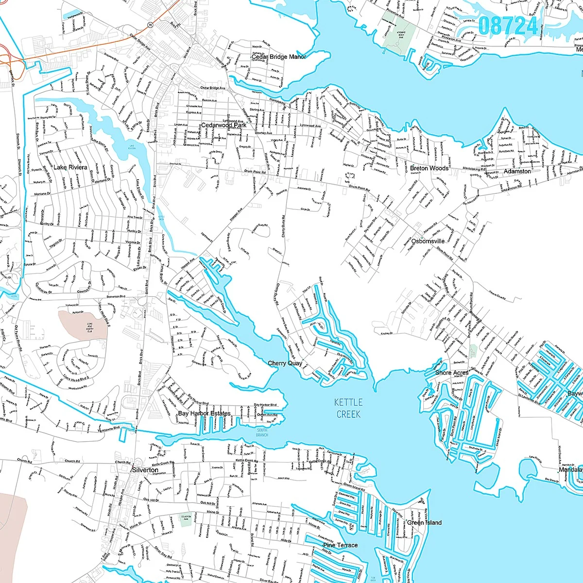Premium Style Wall Map of Toms River, NJ - Image 4