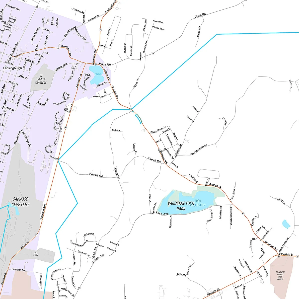 Premium Style Wall Map of Troy, NY - Image 4