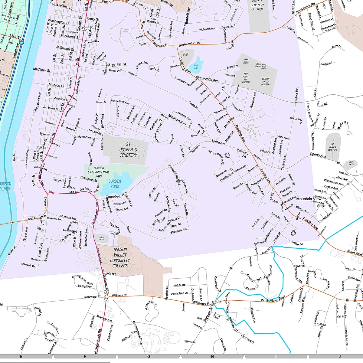 Premium Style Wall Map of Troy, NY - Image 5