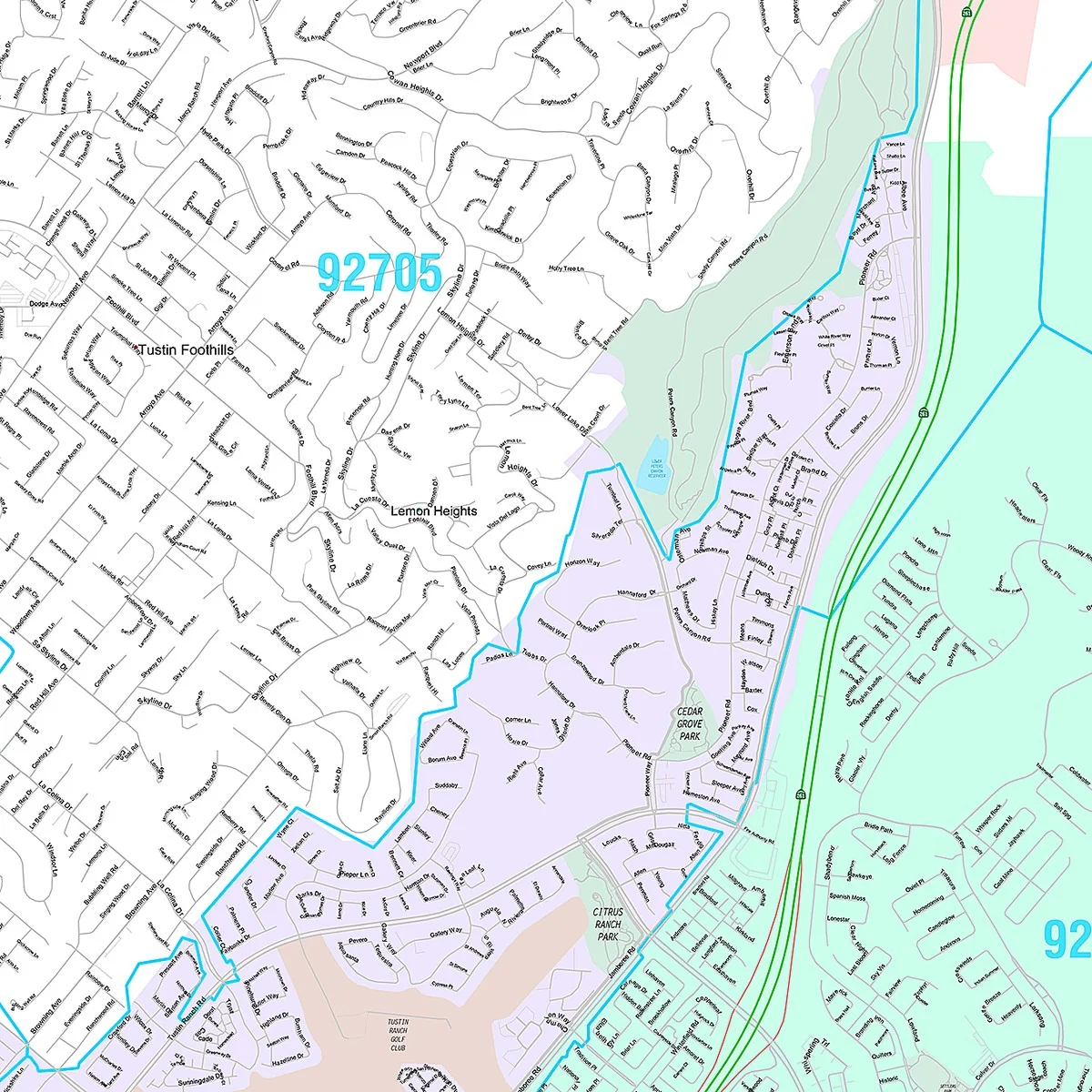 Premium Style Wall Map of Tustin, CA - Image 4