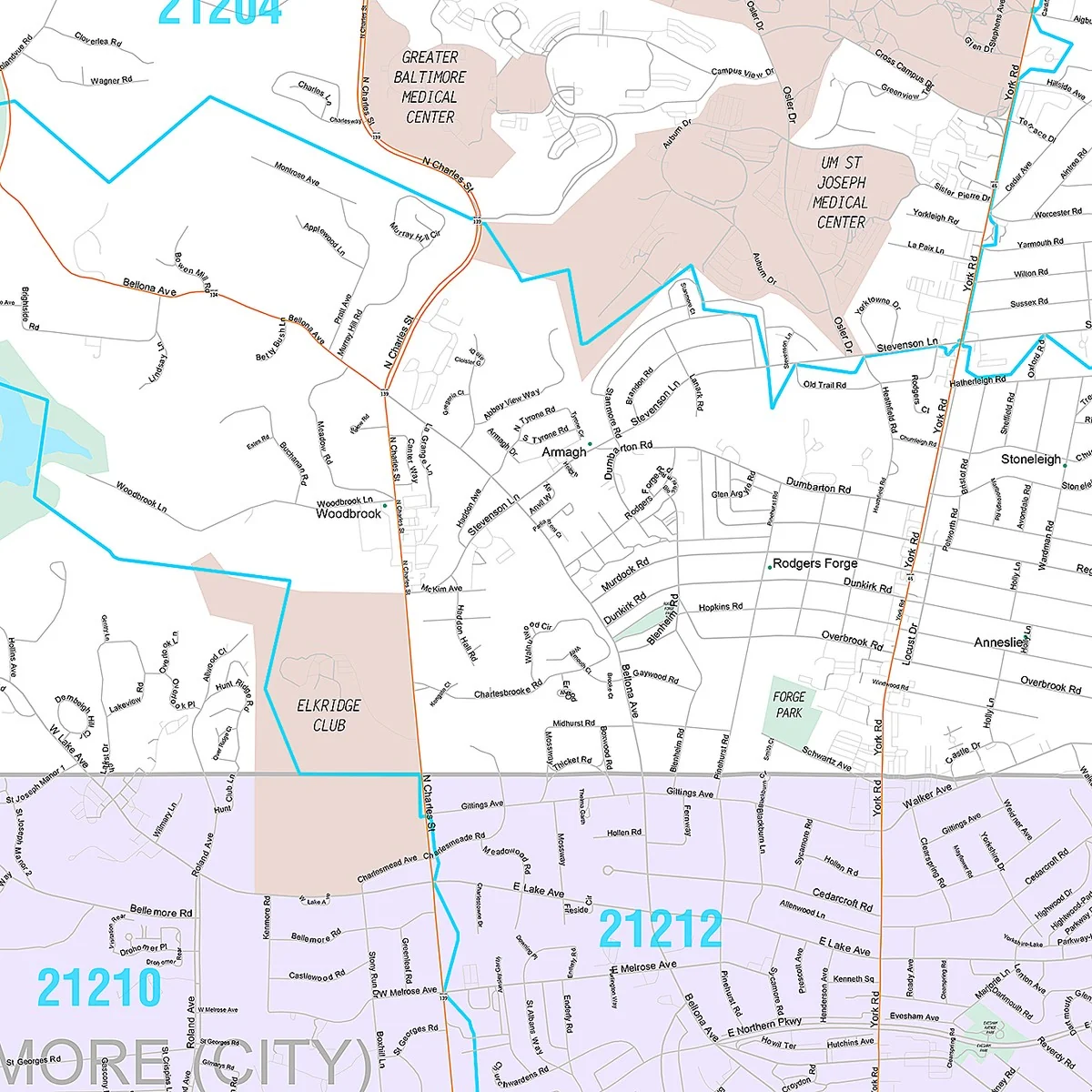Premium Style Wall Map of Townson, MD - Image 5