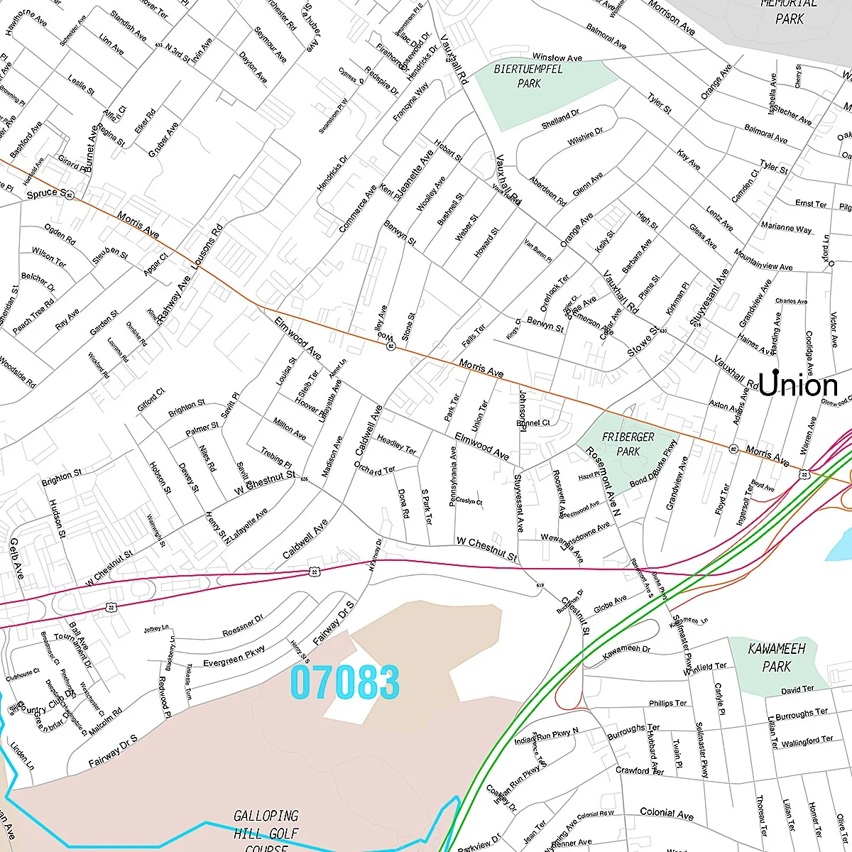 Premium Style Wall Map of Union, NJ - Image 2
