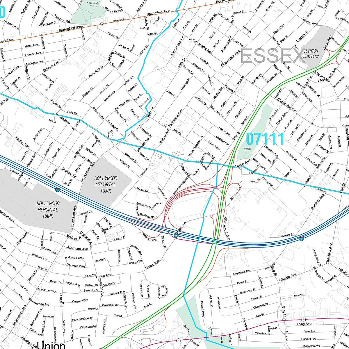 Premium Style Wall Map of Union, NJ - Image 4