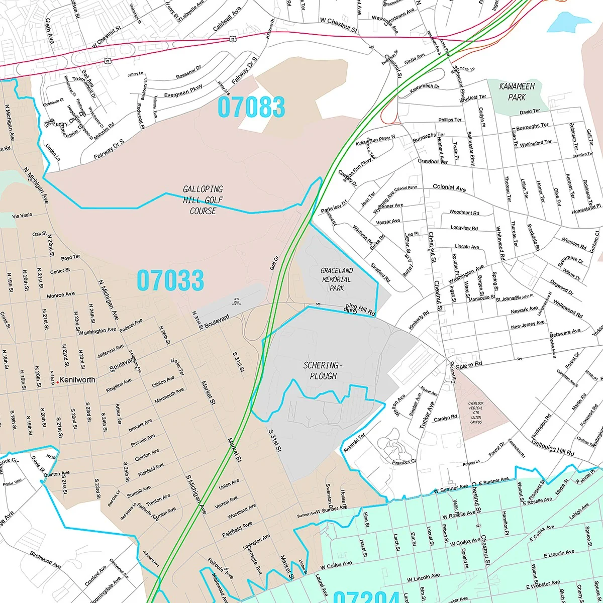 Premium Style Wall Map of Union, NJ - Image 5