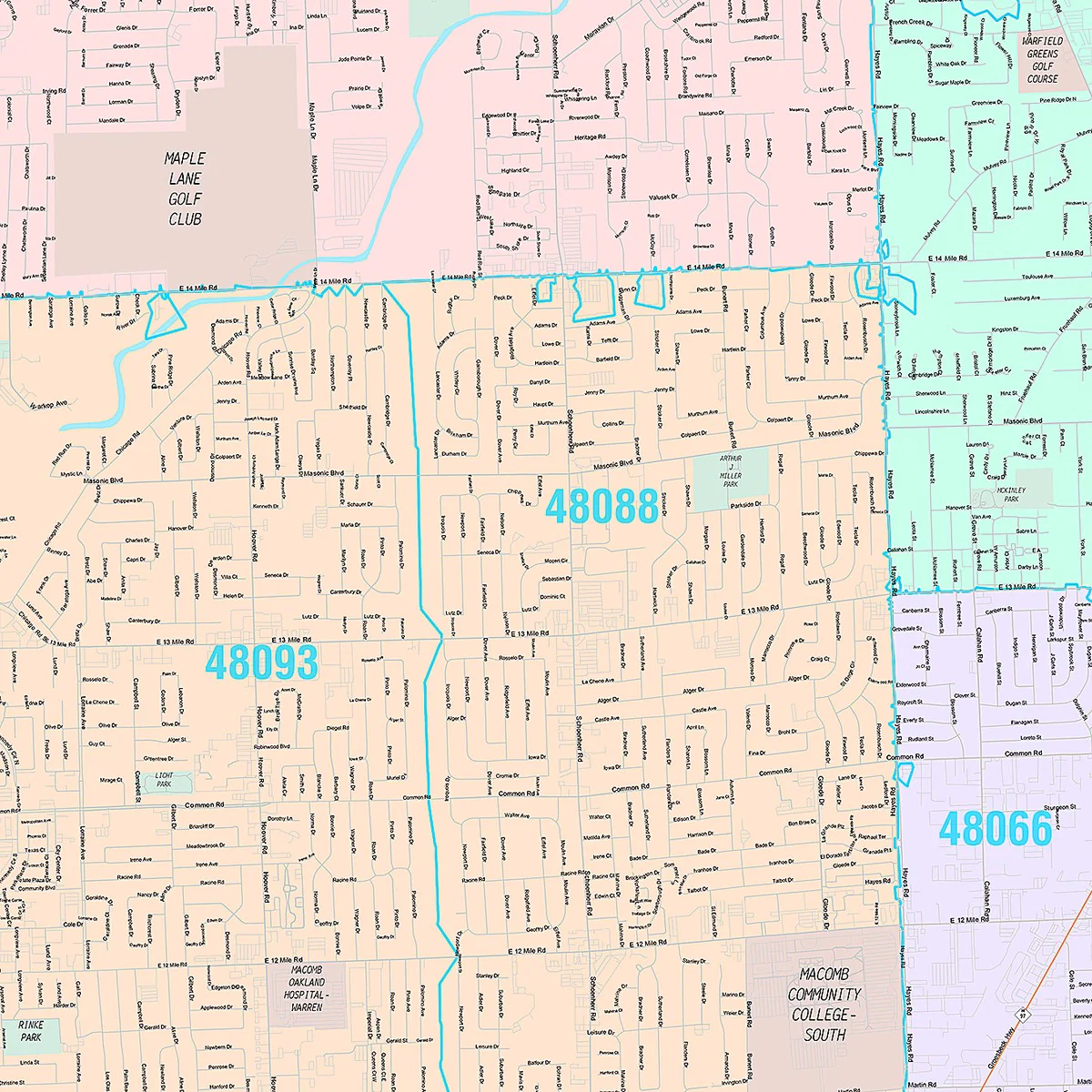 Premium Style Wall Map of Warren, MI - Image 4