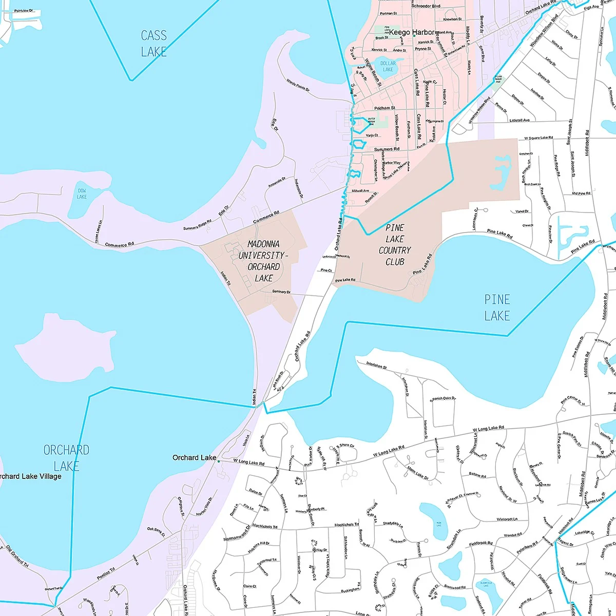 Premium Style Wall Map of West Bloomfield, MI - Image 4
