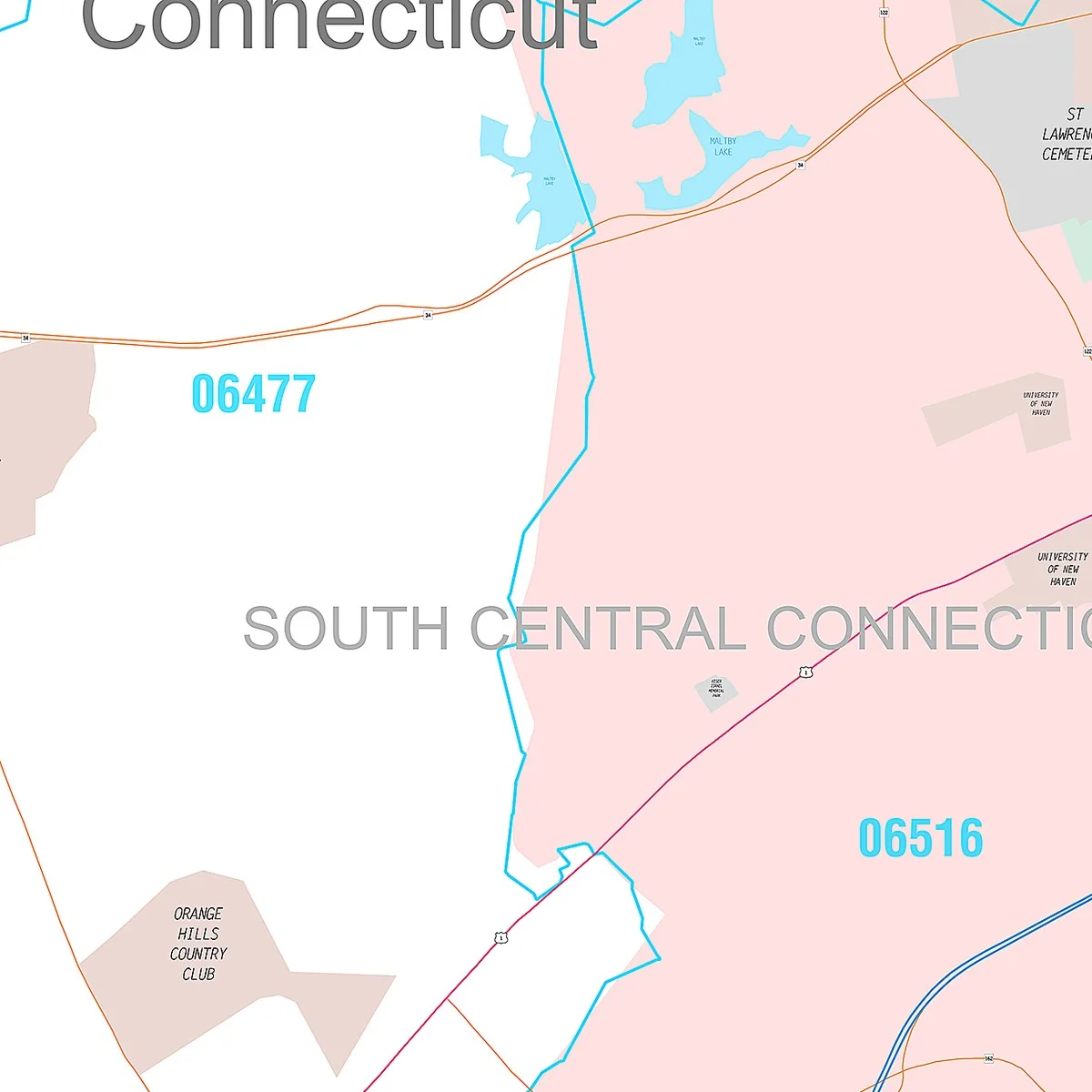 Premium Style Wall Map of West Haven, CT - Image 3