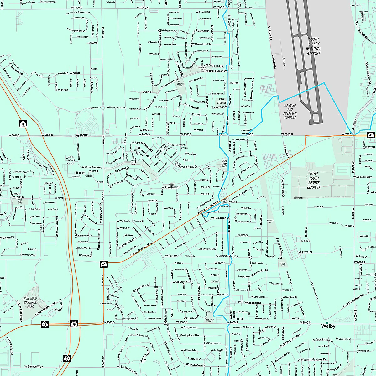 Premium Style Wall Map of West Jordan, UT - Image 2