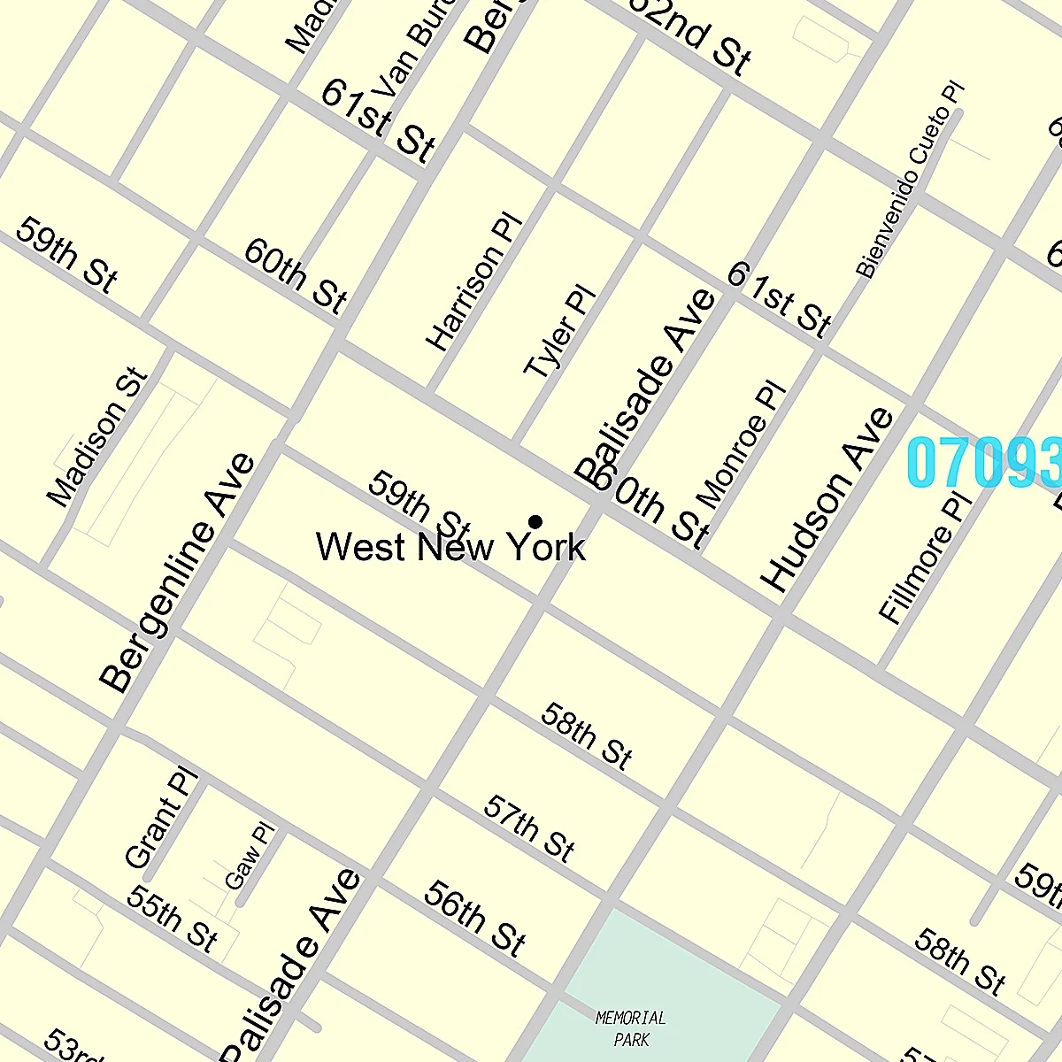 Premium Style Wall Map of West New York, NJ - Image 2