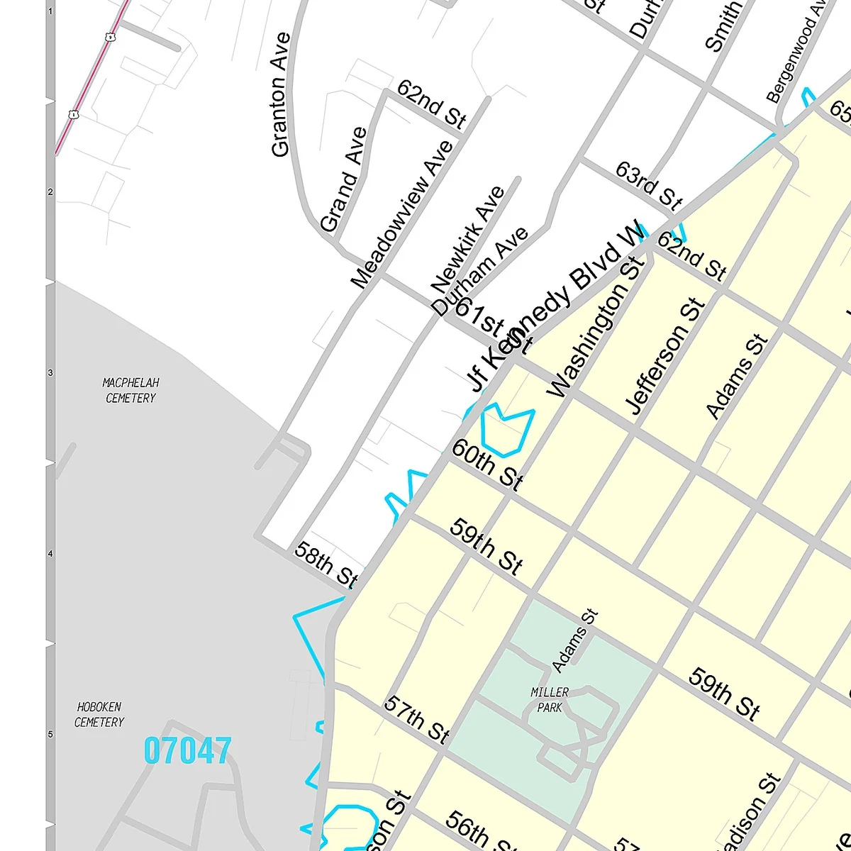 Premium Style Wall Map of West New York, NJ - Image 3