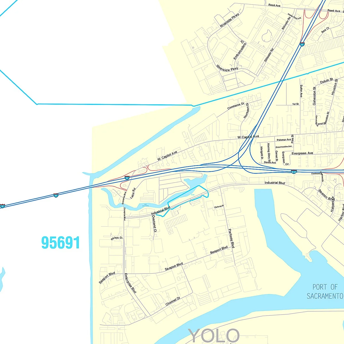 Premium Style Wall Map of West Sacramento, CA - Image 3