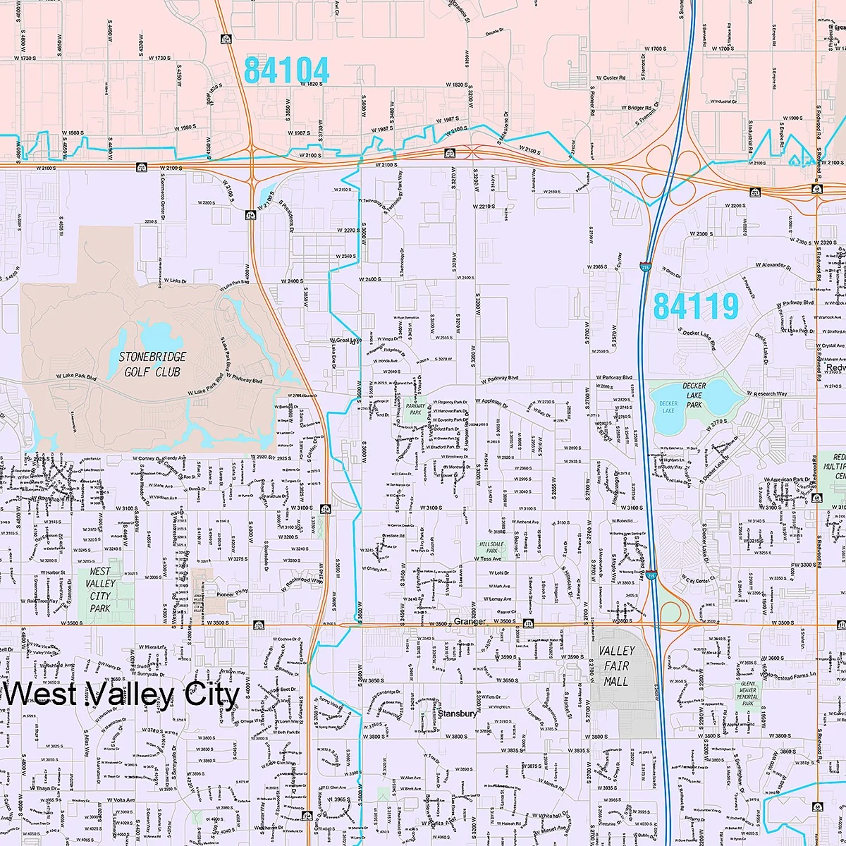 Premium Style Wall Map of West Valley City, UT - Image 4