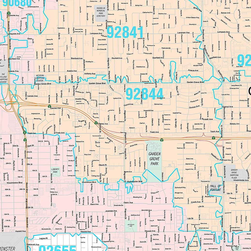 Premium Style Wall Map of Westminster, CA - Image 4