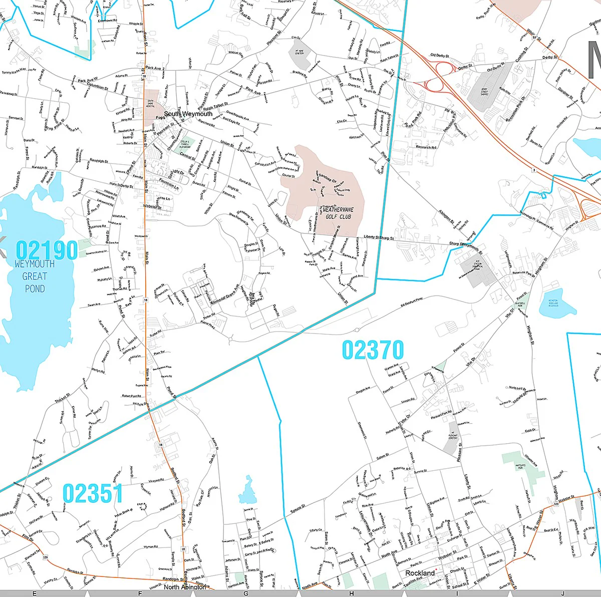 Premium Style Wall Map of Weymouth, MA - Image 5