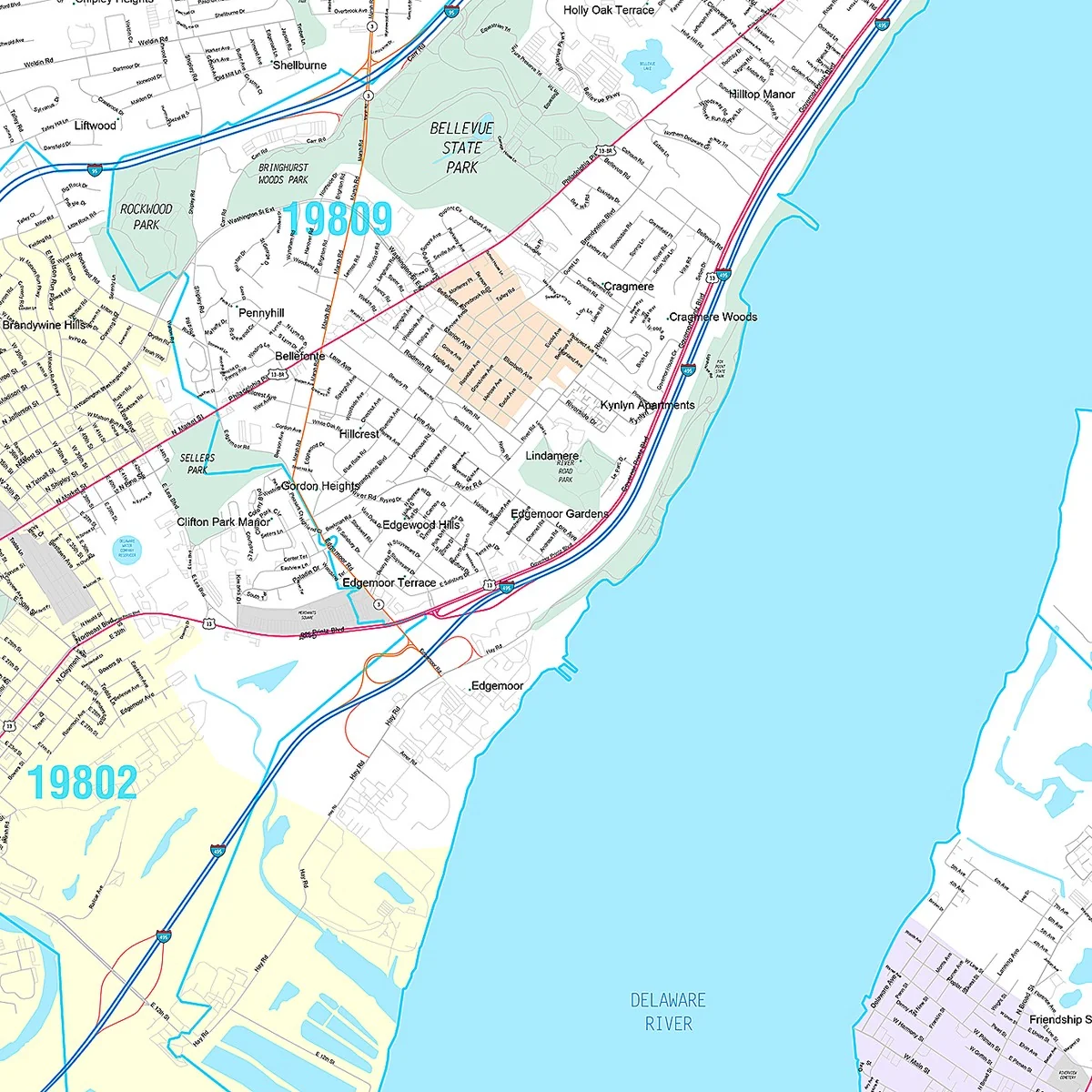 Premium Style Wall Map of Wilmington, DE - Image 4