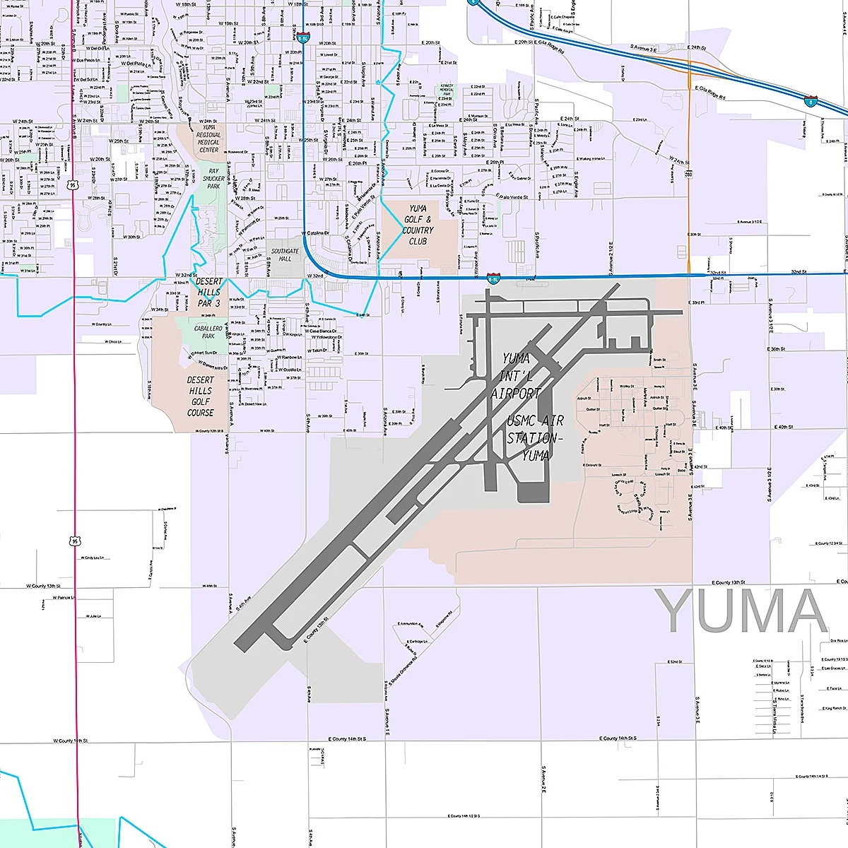 Premium Style Wall Map of Yuma, AZ - Image 2