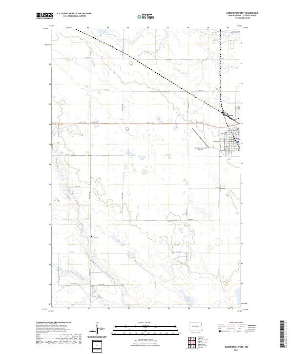 US Topo 7.5-minute map for Carrington West ND