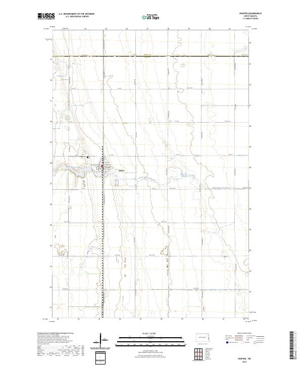US Topo 7.5-minute map for Hunter ND