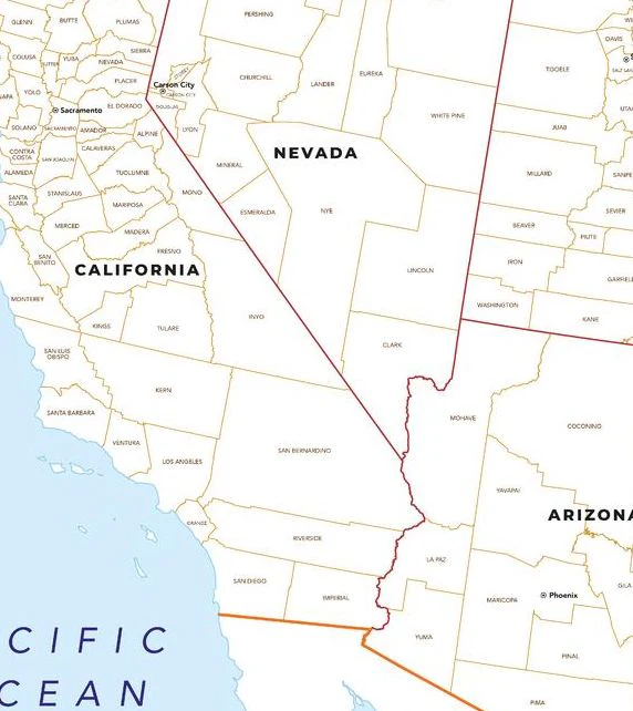 USA Map with County Names - Image 3