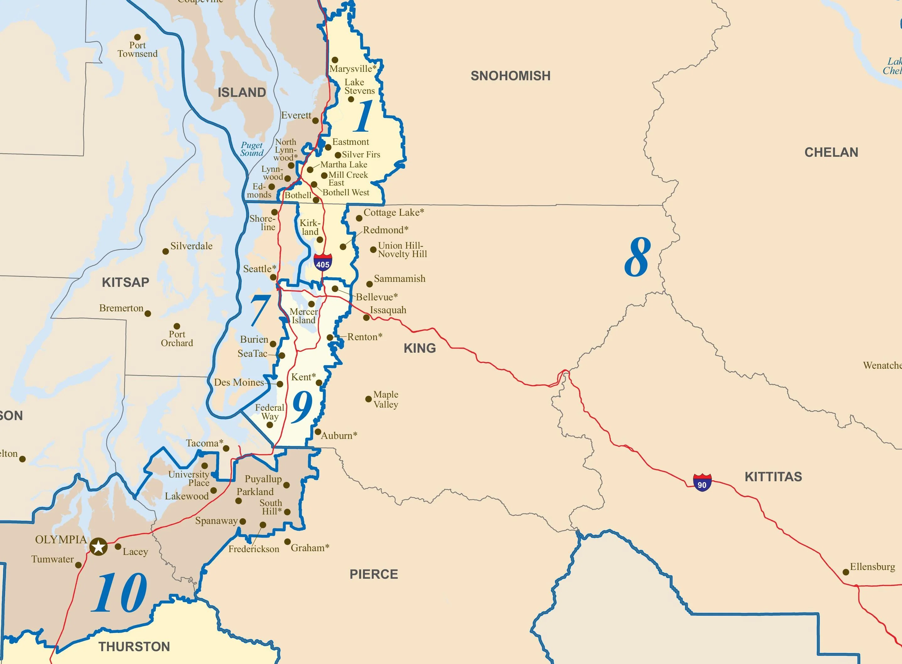 Washington Congressional District Wall Map - Image 2
