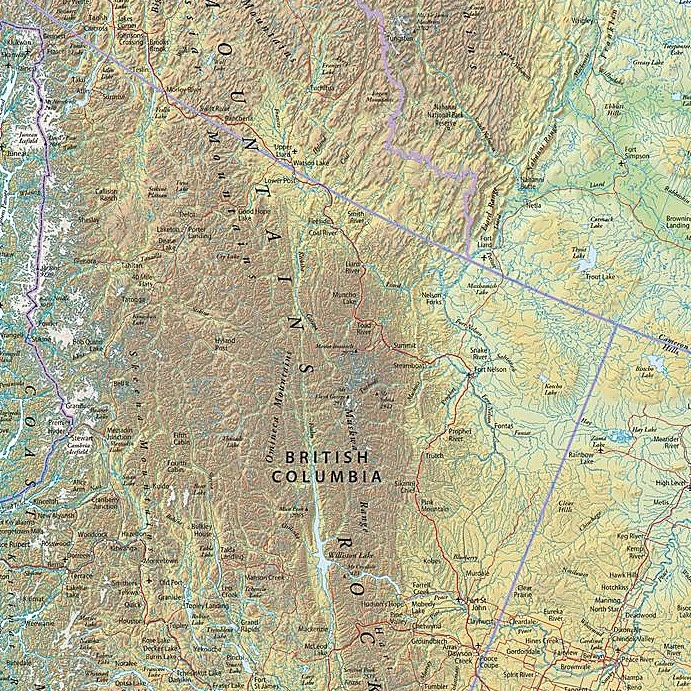 Western Canada Wall Map with Shaded Relief - Image 3