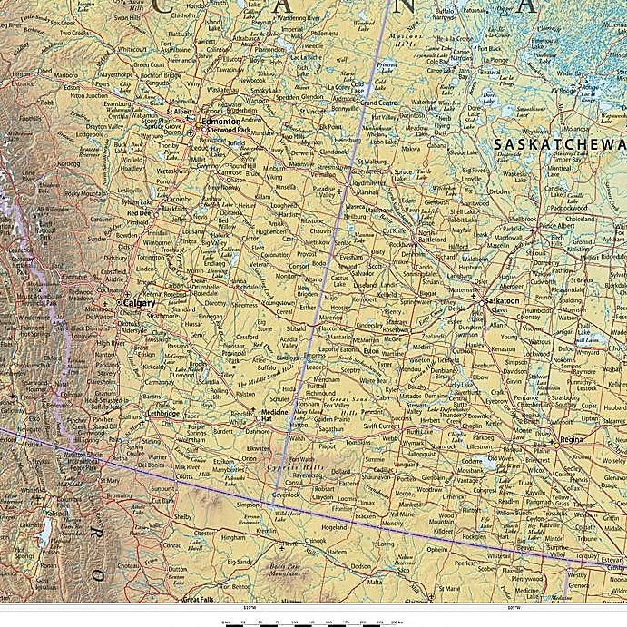 Western Canada Wall Map with Shaded Relief - Image 5